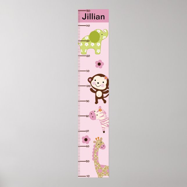 Jungle Jill/Girl Animals Growth Chart Keep at 8x44 (Front)