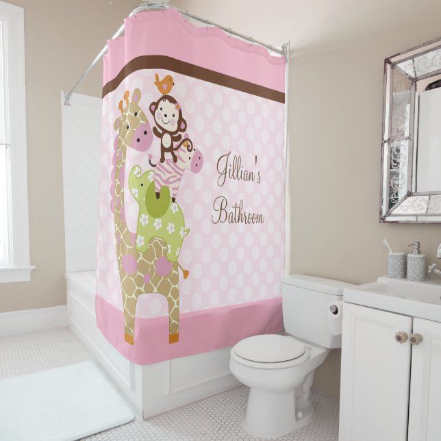 Jungle Jill Girl Animals Kids Shower Curtain (In Situ)