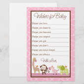 Jungle Jill/Girl Animals Wishes for Baby Shower (Front/Back)