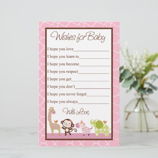 Jungle Jill/Girl Animals Wishes for Baby Shower (Standing Front)