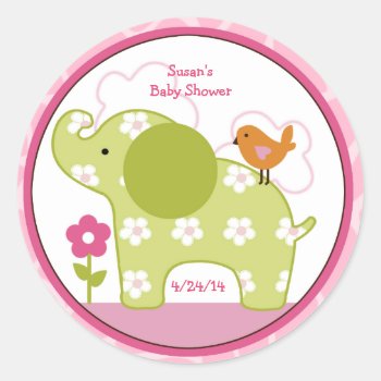 Jungle Jill/girl Elephant/stickers/cupcake Toppers Classic Round Sticker by Personalizedbydiane at Zazzle