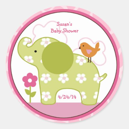 Jungle Jill/girl Elephant/stickers/cupcake Toppers Classic Round Stick