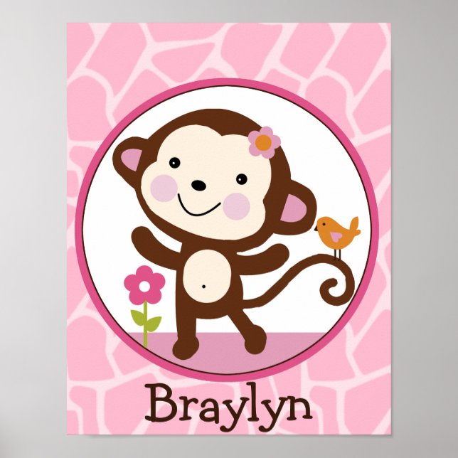 Jungle Jill /Girl Monkey Personalized Art Poster (Front)