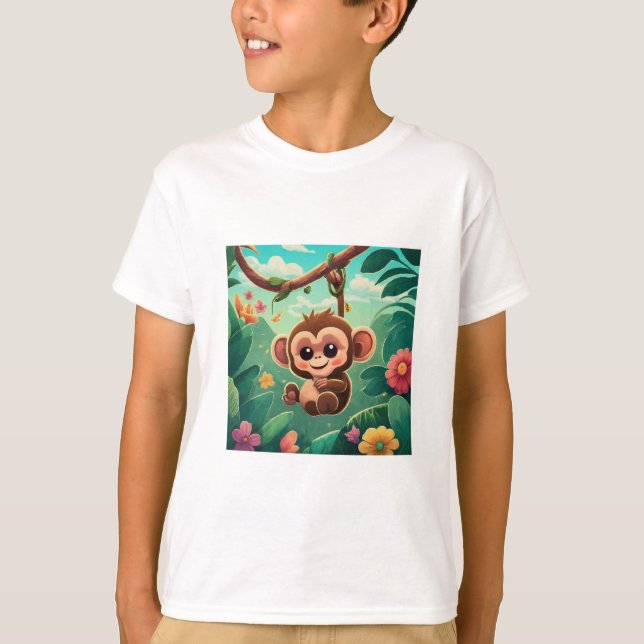"Jungle Joy: Playful Baby Monkey T-Shirt Collectio (Front)