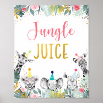 Jungle Juice Pink Gold Party Animal Birthday Sign