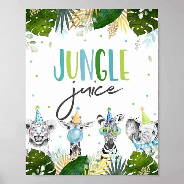 Jungle Juice Safari Party Animals Birthday Sign (Front)