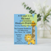 Jungle King Lion Baby Shower Blue Sky Zoo Safari Invitation Postcard (Standing Front)