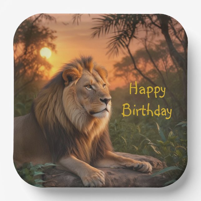 Jungle King Lion Paper Plates (Front)
