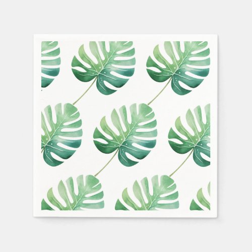 Jungle Leaf  Birthday Watercolor Paper Napkin