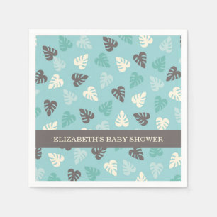 Jungle Leaf Pattern Safari Baby Shower Napkins