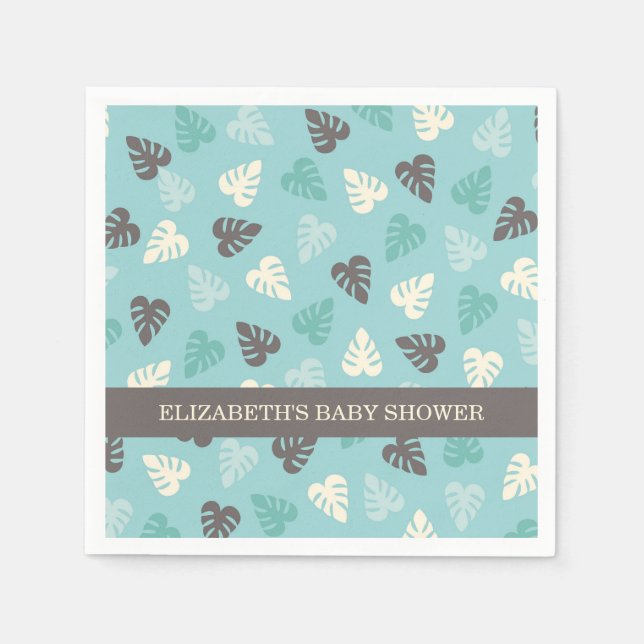 Jungle Leaf Pattern Safari Baby Shower Napkins (Front)