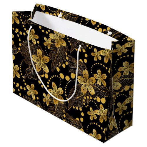 Jungle leaves and flowers seamless pattern large gift bag