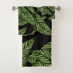 jungle leaves bath towel set