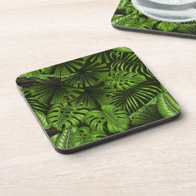 Jungle leaves beverage coaster (Left Side)
