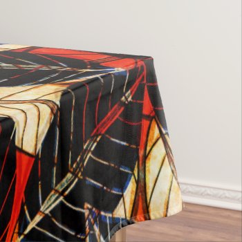 Jungle Leaves Big Bold Modern Red  Black And Beige Tablecloth by VillageDesign at Zazzle