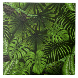 Jungle leaves ceramic tile