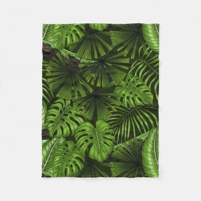 Jungle leaves fleece blanket (Front)