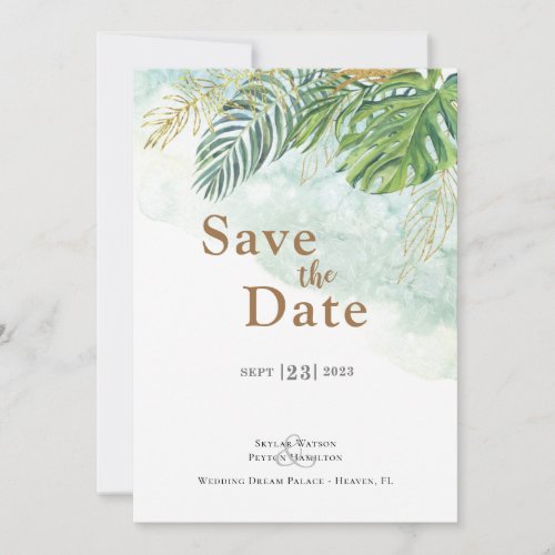 Jungle Leaves Green Foilage Save The Date