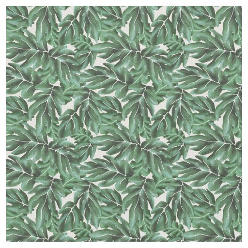 Jungle Leaves Monstera Green Fabric