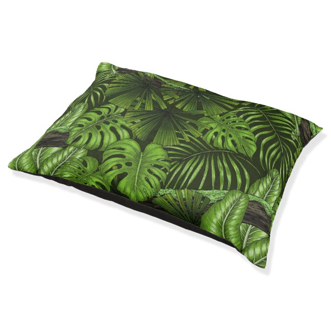 Jungle leaves pet bed (Angled)
