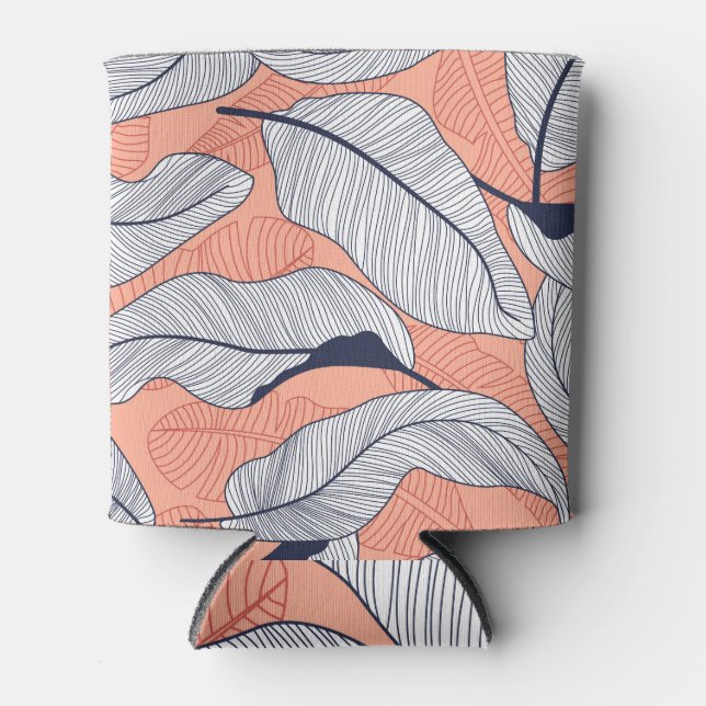 Jungle Leaves Seamless Tropical Pattern Can Cooler (Front)