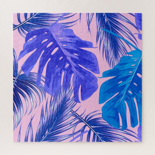 Jungle Leaves Seamless Tropical Pattern Jigsaw Puzzle