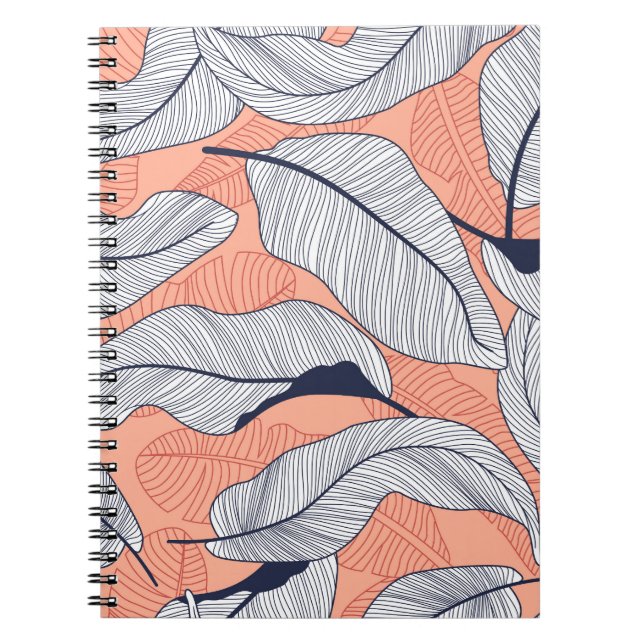 Jungle Leaves Seamless Tropical Pattern Notebook (Front)