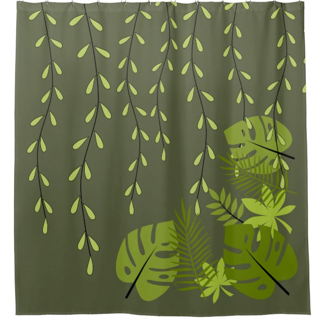 Jungle Leaves  Shower Curtain  (Front)