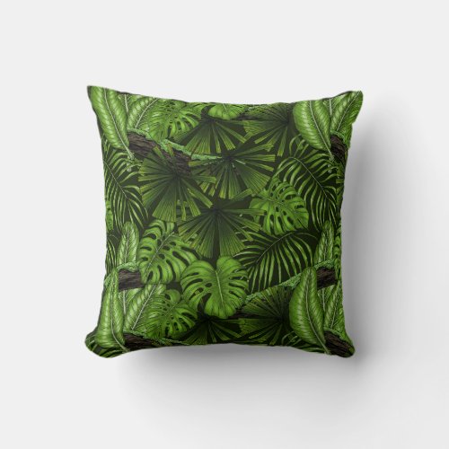 Jungle leaves throw pillow