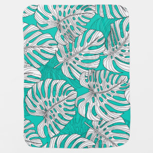 Jungle Leaves Tropical Floral Seamless Baby Blanket