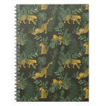 Jungle leopard and jungle leaves pattern notebook