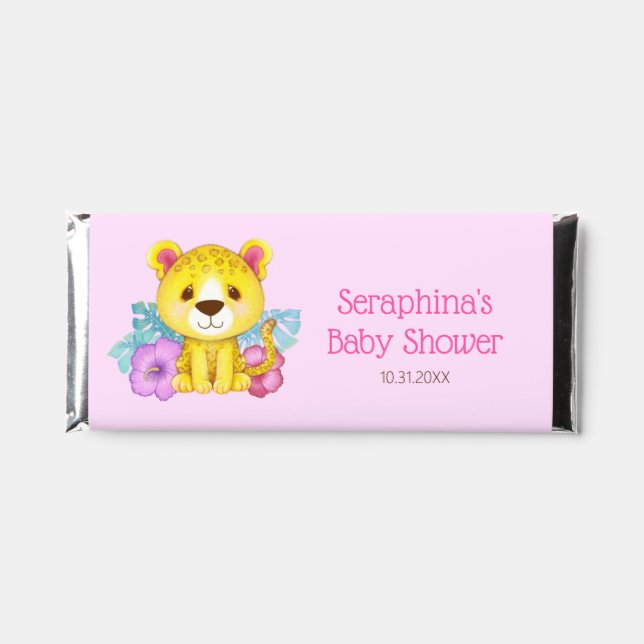 Jungle Leopard Baby Shower Personalized Hershey Bar Favors (Front)