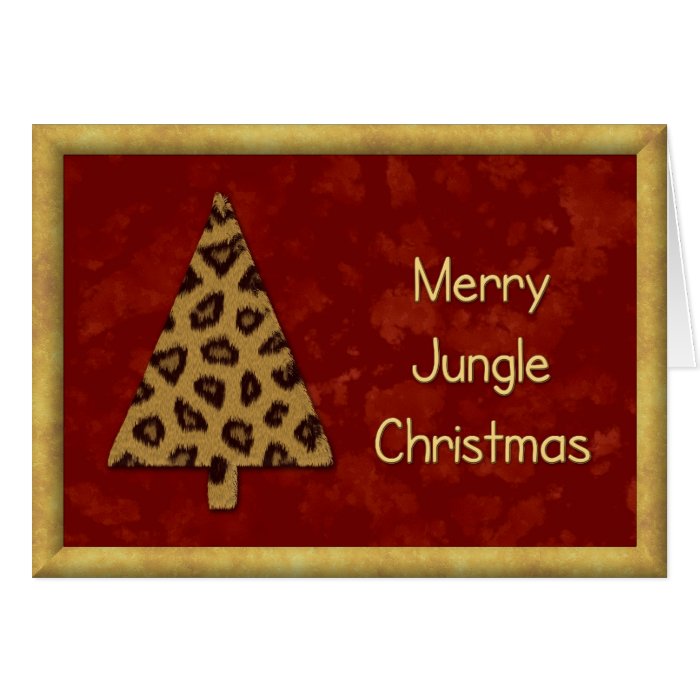 Jungle Leopard Christmas Card   red edition