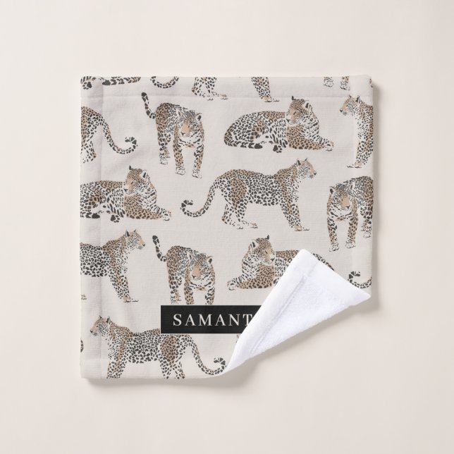 Jungle Leopard Wild Animal Pattern   Bath Towel Set (Wash Cloth)