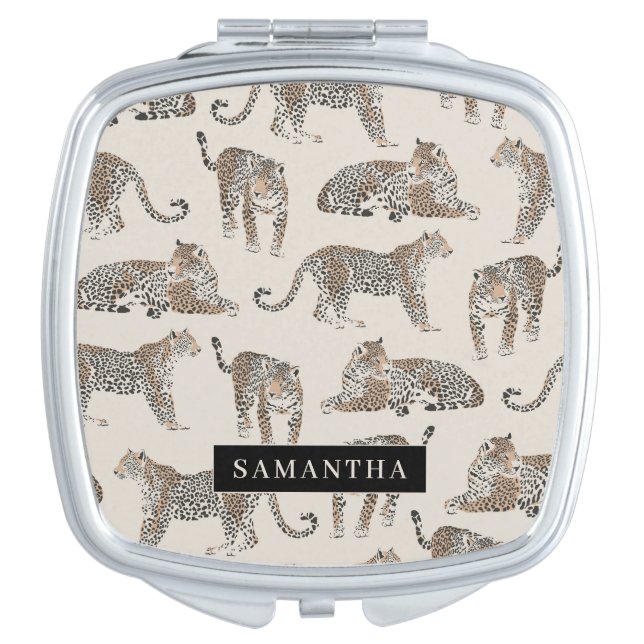 Jungle Leopard Wild Animal Pattern   Compact Mirror (Front)