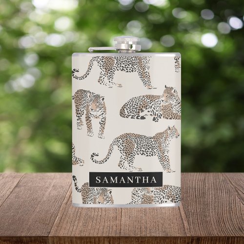 Jungle Leopard Wild Animal Pattern   Flask