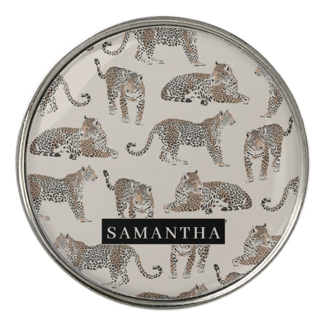 Jungle Leopard Wild Animal Pattern   Golf Ball Marker (Front)