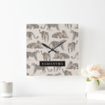 Jungle Leopard Wild Animal Pattern   Square Wall Clock<br><div class="desc">Jungle Leopard Wild Animal Pattern</div>