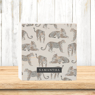 Jungle Leopard Wild Animal Pattern Wooden Box Sign