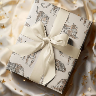 Silver Leopard Wrapping Paper, 24x85' Roll