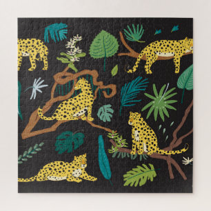 Jungle Leopards: Vintage Wildlife Illustrations Jigsaw Puzzle