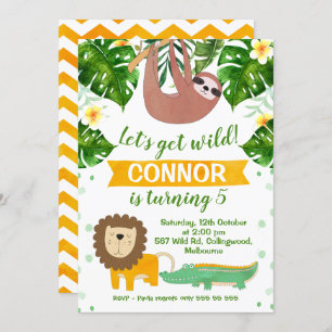 Jungle Lets Get Wild Birthday Invitation