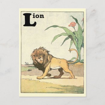 Jungle Lion Alphabet Letter Sepia Postcard by kidslife at Zazzle