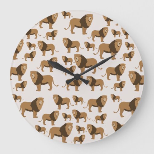 Jungle Lion Animal Pattern  Large Clock