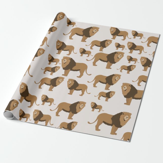 Jungle Lion Animal Pattern Wrapping Paper (Unrolled)