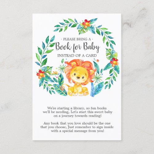 Jungle Lion Baby Shower Book for Baby Card