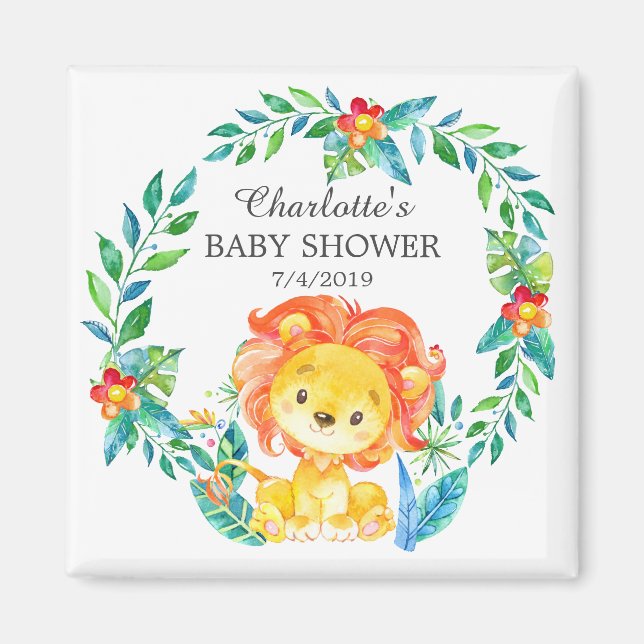 Jungle Lion Baby Shower Favor  Magnet (Front)