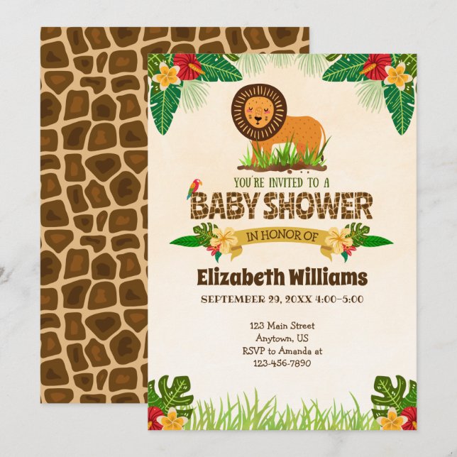 Jungle Lion Baby Shower Invitation (Front/Back)