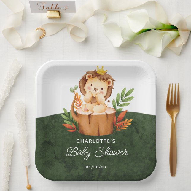 Jungle Lion Baby Shower Paper Plates (Wedding)