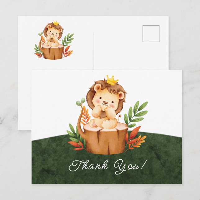 Jungle Lion Baby Shower Thank You  Postcard (Front/Back)